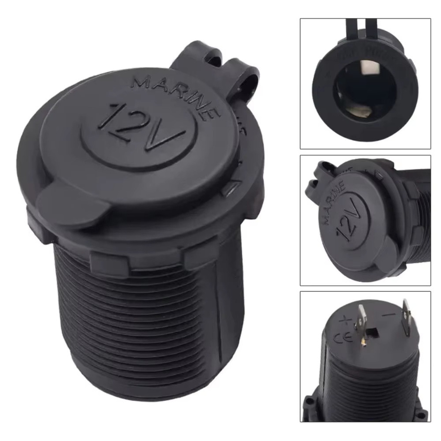 HJFOR Wasserdichte 12V Auto-Zigarettenanzünderbuchse Stromadapter in Schwarz für Marine, Boot, Motorrad, LKW, Wohnmobil und ATV - Bild 4