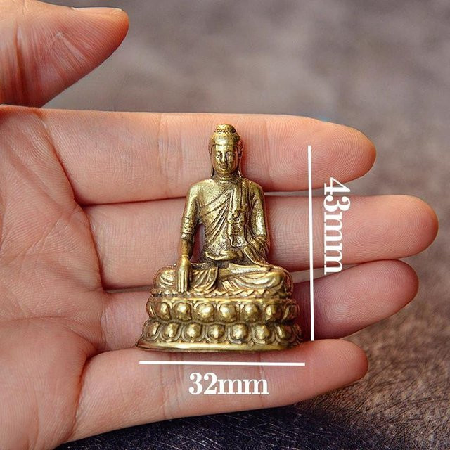 Yiran Furniture Buddha Statue Sakyamuni aus Kupfer in Gold, kleines Ornament für Tischdeko und Auto - Bild 1