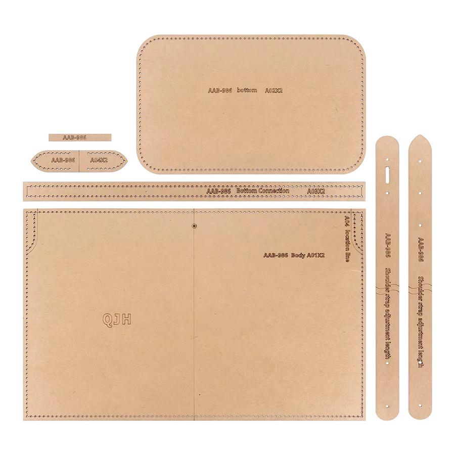 QJH DIY Kraftpapier-Schablone mit gestepptem Design für handgefertigte Leder-Mini-Taschen in Braun - Bild 2