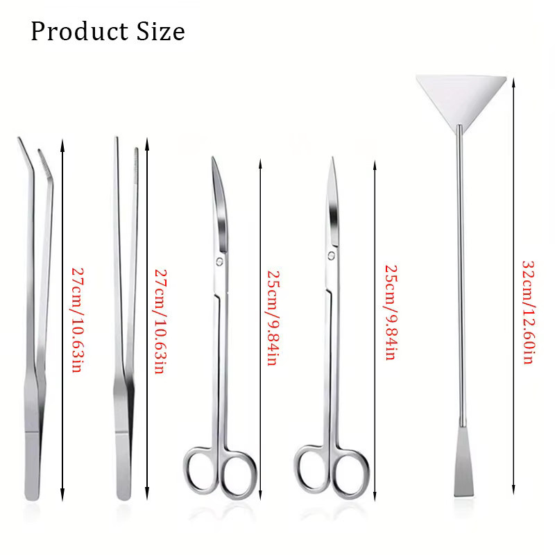 louCnloin Edelstahl Aquarium Schere und Pinzette Set zur Aquarienreinigung in Silber - Bild 2