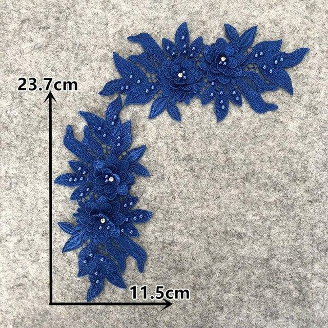 Fashion FS 3D Blumen Spitze Applique mit floraler Stickerei in Blau für DIY Handarbeit und Näbzubehör - Bild 1