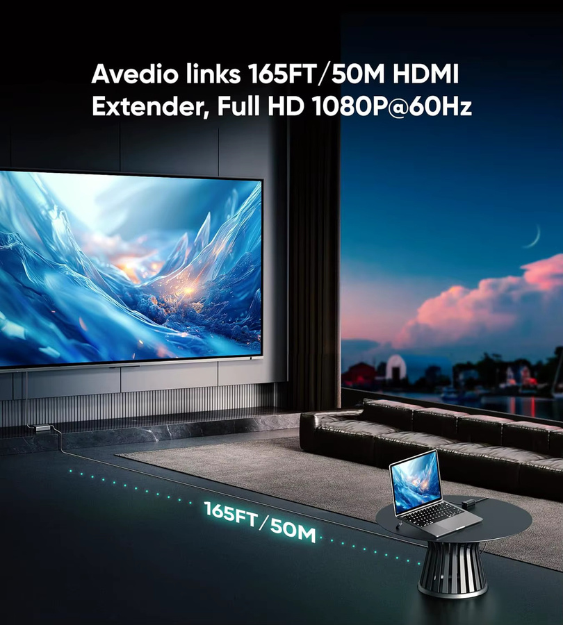Navceker HDMI zu HDMI Extender 1080P mit PoE und IR, 60 m Reichweite über Cat6 UTP, Schwarz - Bild 3