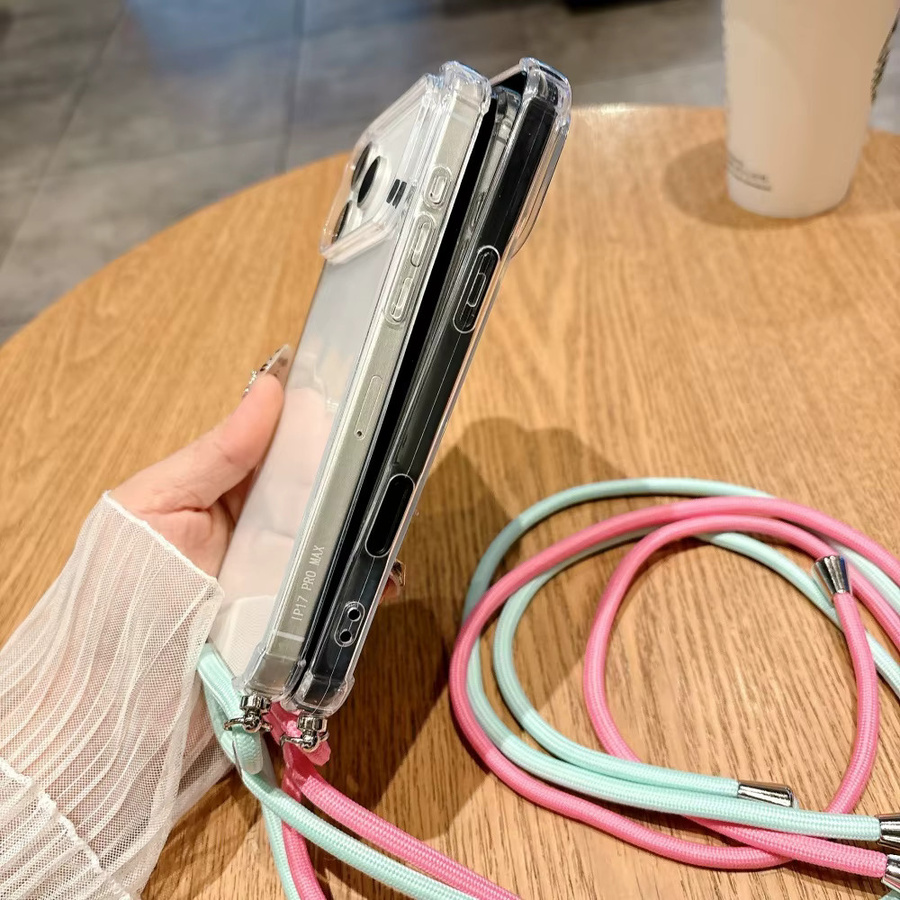 Xeber Crossbody Lanyard Klare Handyhülle für iPhone 17 16 15 14 13 12 11 Pro Max X XR Xs 7 8 Plus, Stoßfeste Silikon-TPU Abdeckung, Transparent/Silber - Bild 3