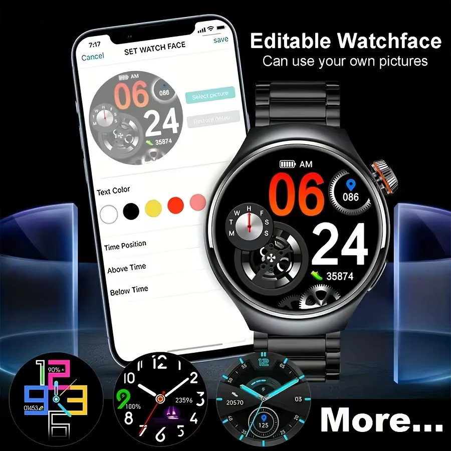 Smartwatch für Herren von BOALZETD mit Vollkreis-Touchscreen, drahtloser Anruffunktion, Sport- und Fitnessfunktionen, wasserdicht, in Schwarz und Silber - Bild 3