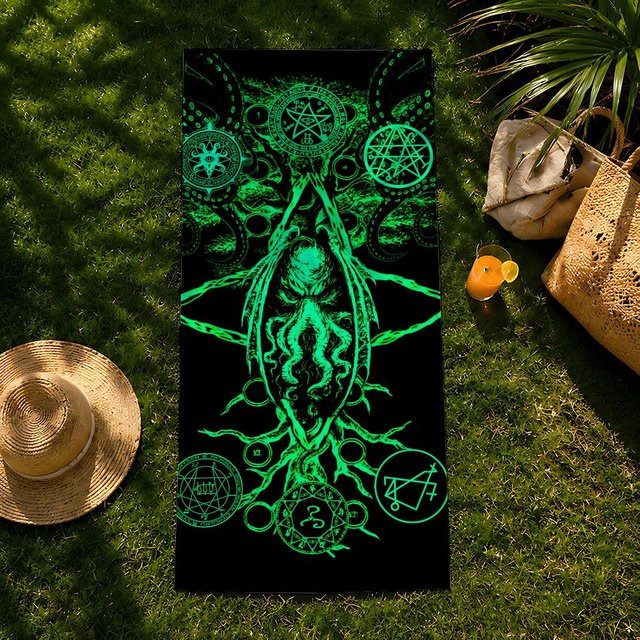 JMG Household Supplies C-Cthulhu Handtuch aus Mikrofaser, schnelltrocknendes und saugfähiges Strandtuch in Schwarz, B/H: 35 x 60 cm - Bild 1