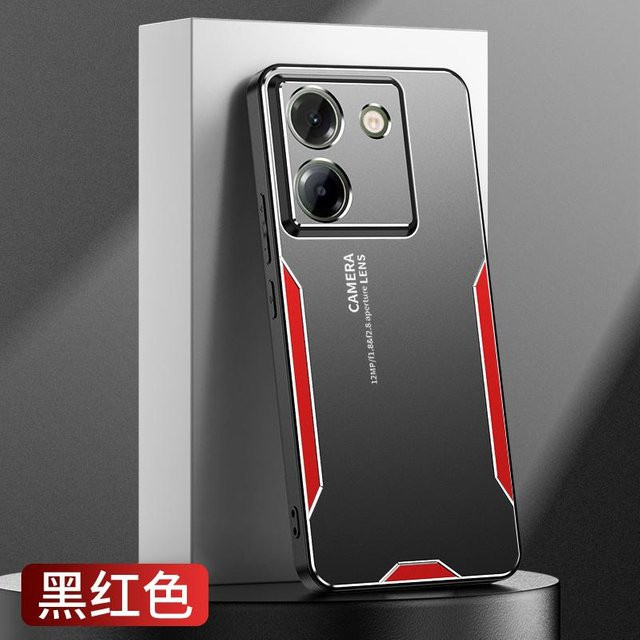 Xiaomi Poco M7 Pro 5G Stoßfeste Handyhülle aus Aluminiumlegierung mit Kameraschutz in Schwarz - Bild 1