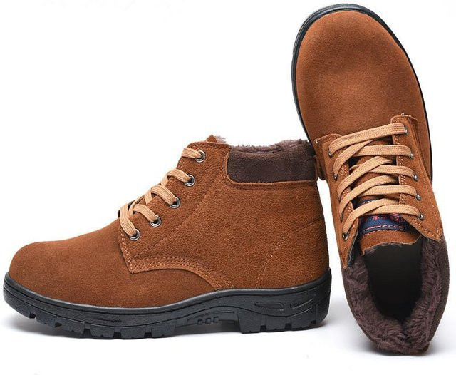 Avant-garde Arbeitsschutzschuhe für Herren in Braun, winterwarme Sicherheits-Arbeitsschuhe aus Leder und Baumwolle, Größe 46 - Bild 1