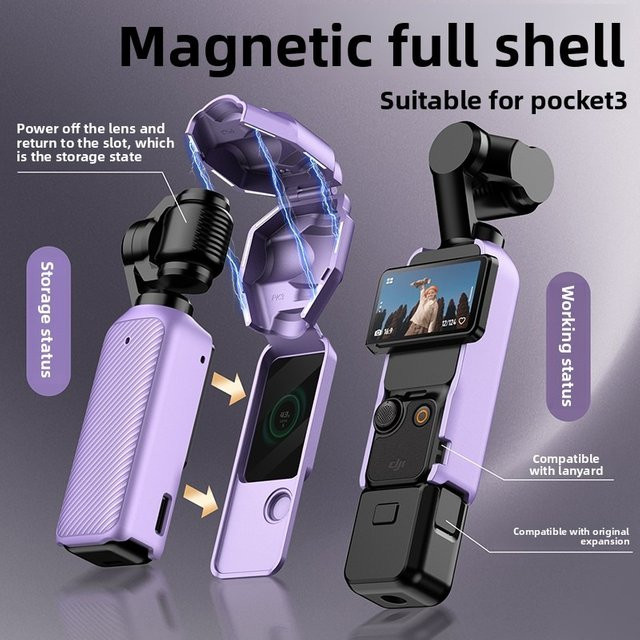 Tragbare Aufbewahrungsbox für DJI Osmo Pocket 3 mit magnetischem Verschluss in Lila - Bild 1