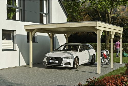 Skanholz Carport Grunewald aus Fichten-Leimholz mit EPDM-Dach, Farbe: beige, B/T: 427 x 554 cm, Höhe: 251 cm - Bild 1