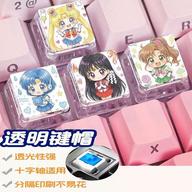 Bandai Sailor Moon Tastenkappe aus transparentem Material für mechanische Tastaturen mit Cross-Switch-Kompatibilität - Bild 1