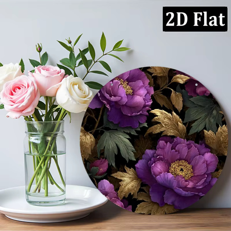 CIFBUY Runde Aluminium-Wanddekoration mit Pfingstrosen-Blumenmuster in Multicolour, Durchmesser: 20,32 cm - Bild 6