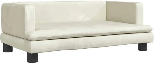 vidaXL Hundebett aus Samt in Creme, B/T/H: 80 x 45 x 30 cm - Bild 1