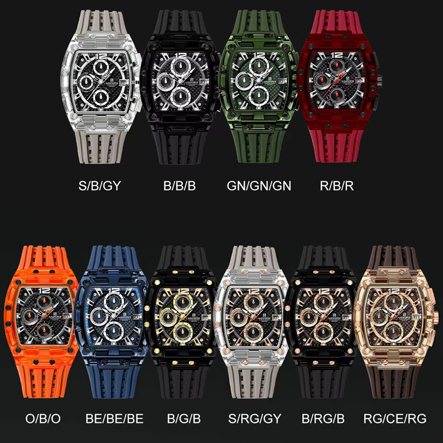 NAVIFORCE Armbanduhr Chronograph, Quarz, Schwarz, Silikon, Herren - Bild 6