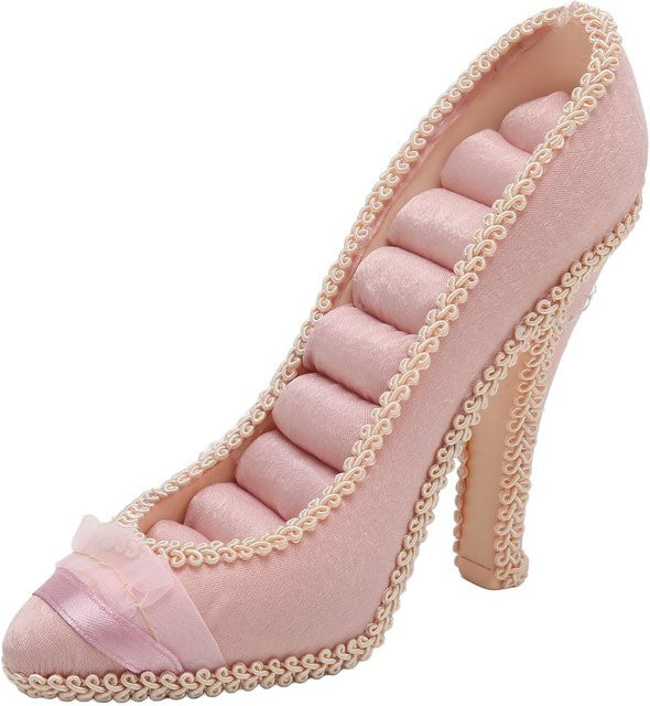 Neoglint Ringständer in High Heel Form als Schmuckausstellungsständer für Ringe und Ohrstecker in Rosa und Beige - Bild 1