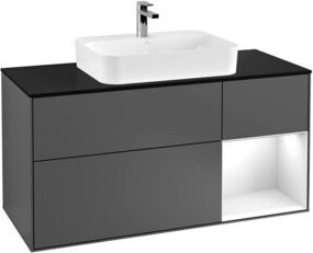 V&B Finion Waschtischunterschrank in Anthrazit mit LED-Beleuchtung und Wandmontage, Breite: 120 cm - Bild 1