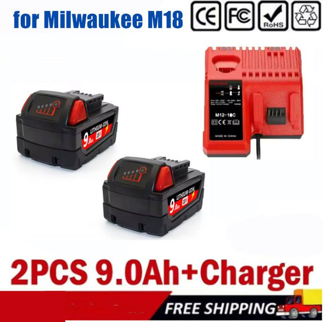 Milwaukee M18 Akku 18V 6,0 Ah für Milwaukee Werkzeuge in Rot - Bild 1