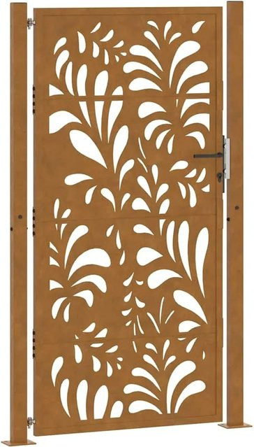 vidaXL Gartentor aus Verwitterungsstahl in Braun mit Wellendesign, B/H: 110 x 180 cm - Bild 1