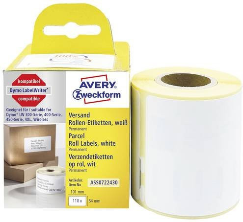 Avery Zweckform Versandetiketten Weiß, B: 10,1 cm, H: 5,4 cm, 110 Stück - Bild 1