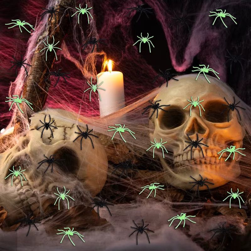 ZQNYCY Halloween Leuchtspinnen in Schwarz für deine Party-Dekoration, 50 Stück - Bild 3