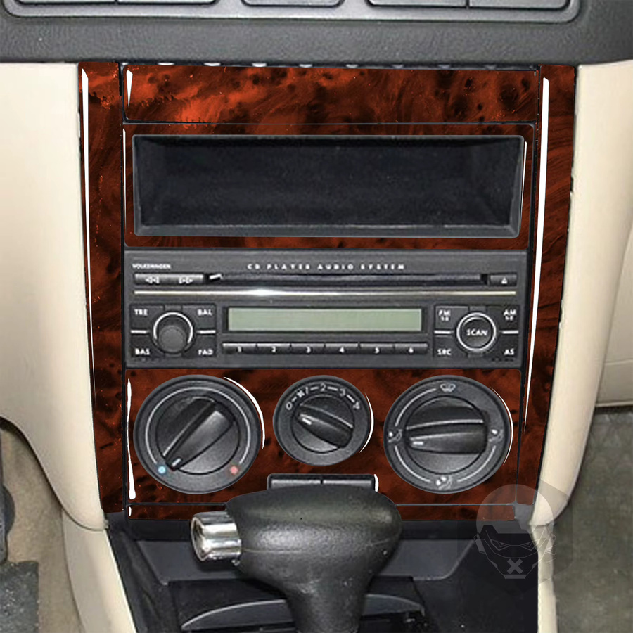 DDJCARBON 6er Set Holzmaserung Zubehör für VW Golf 4 MK4 2012-2015, Kunststoff Innenraum Trim Aufkleber für Mittelkonsole, AC und CD Panel in Braun - Bild 3