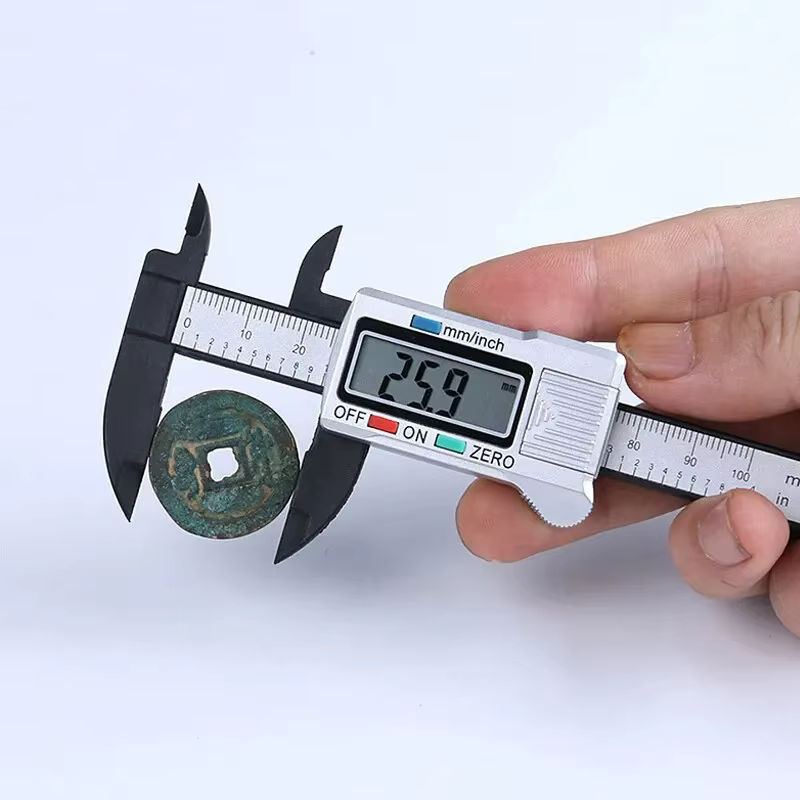 TTAKA7 Digitales Schiebemaß aus Kunststoff mit Textanzeige, Mini-Vernier-Lineal in Schwarz, Messbereich 0 bis 150 mm - Bild 4