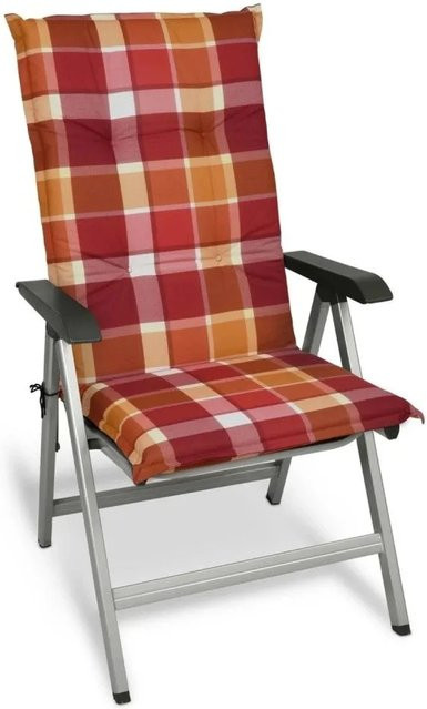 Beautissu Sunny RO Hochlehner Sitzkissen Rot Kariert B/H/T: 120 x 50 x 6 cm - Bild 1