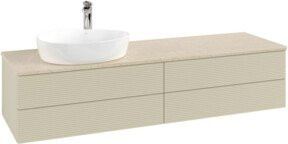 V&B Waschtischunterschrank Antao mit Frontstruktur, Wandmontage, Grau lackiert, B: 160 cm, T: 50 cm - Bild 1