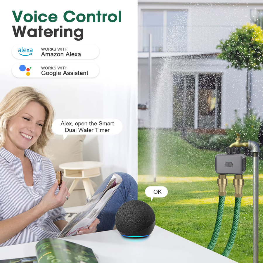 Insoma Zigbee Automatischer Wasser Timer mit Wifi für die Gartenbewässerung, IPX5 Sprinkler Programmierer in Grau - Bild 2