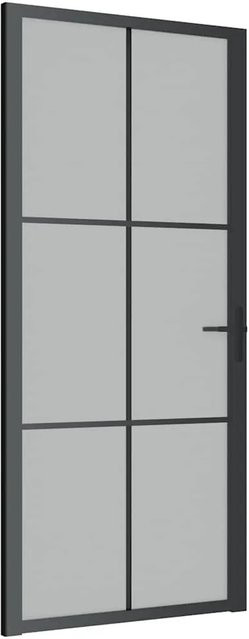 vidaXL Innentür modern in Schwarz mit Mattglas und Aluminium, B/H: 93 x 201,5 cm - Bild 1