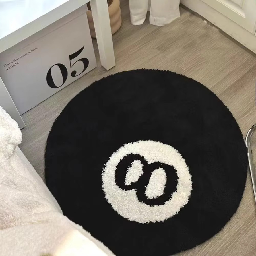 VIKAMA Billard Black Eight Teppich in Schwarz, runder Dekoteppich für Badezimmer, Schlafzimmer oder Eingangsbereich - Bild 2