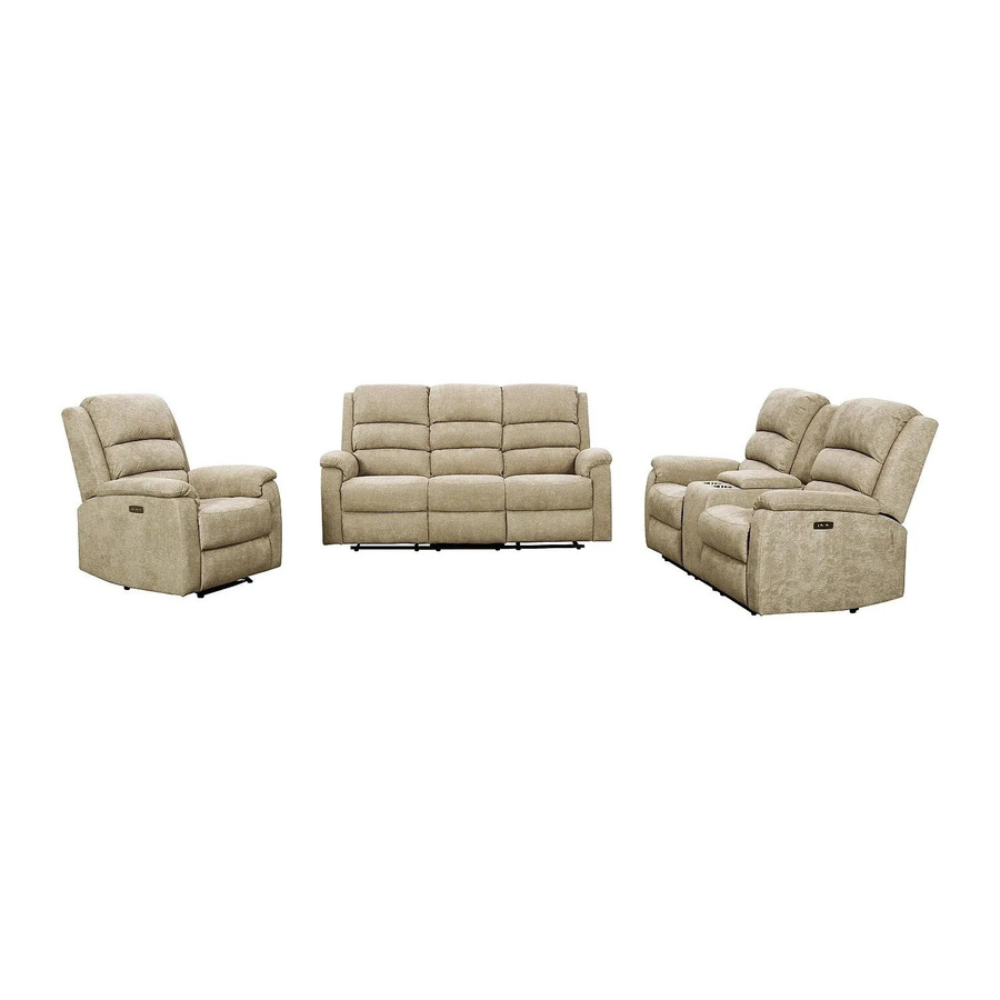 Vente-unique Couchgarnitur Nevers in Taupe mit Sessel und Stoffbezug, B/T/H: 187 x 171 x 86 cm - Bild 2