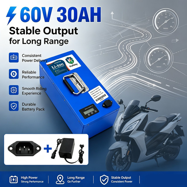 Lithium-Ionen-Akku 21700 60V 30Ah mit integriertem BMS für Elektrofahrzeuge, Motorräder und Dreirad-Roller, Blau - Bild 1