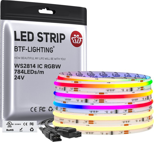 BTF-LIGHTING COB RGBW IC LED-Lichtstreifen mit 784 LEDs WS2814 adressierbare Traumfarben DC24V Multicolor - Bild 1