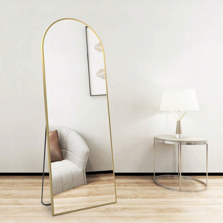 Anajqaqia Ganzkörperspiegel Gold, bodenstehender Spiegel mit Aluminiumrahmen und gehärtetem Glas, Höhe: 162 cm, Breite: 53 cm - Bild 2