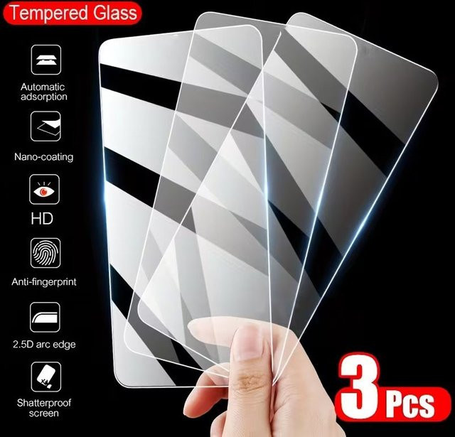 3er-Set gehärtetes Glas Displayschutz für Xiaomi Redmi Note 9S 12C 12 13 13T Pro und Redmi 13C 10C in Transparent - Bild 1