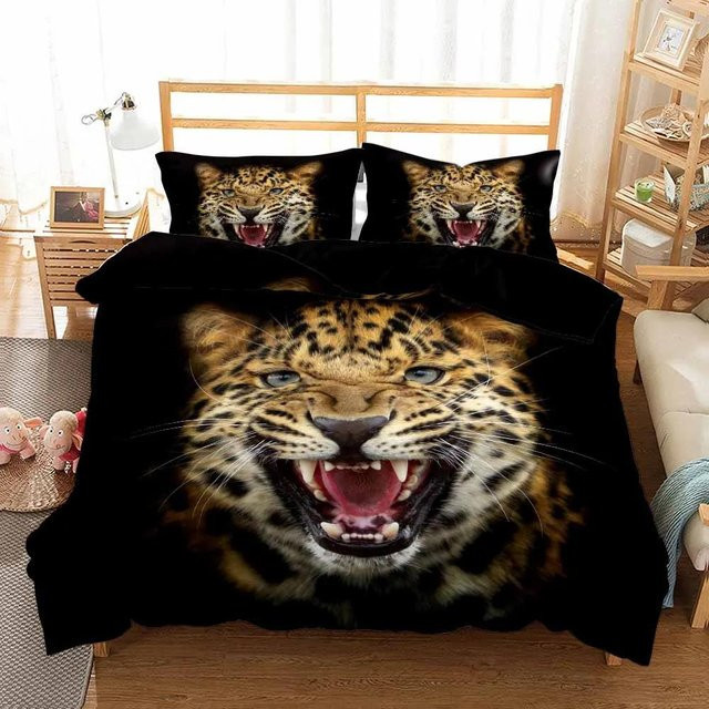 3D Tiger Bettwäsche Set aus Mikrofaser für Kinder und Erwachsene, Winter Bettwäsche Set mit 1 Bettbezug und 2 Kissenbezügen, Mehrfarbig, B/H: 240 x 220 cm - Bild 1