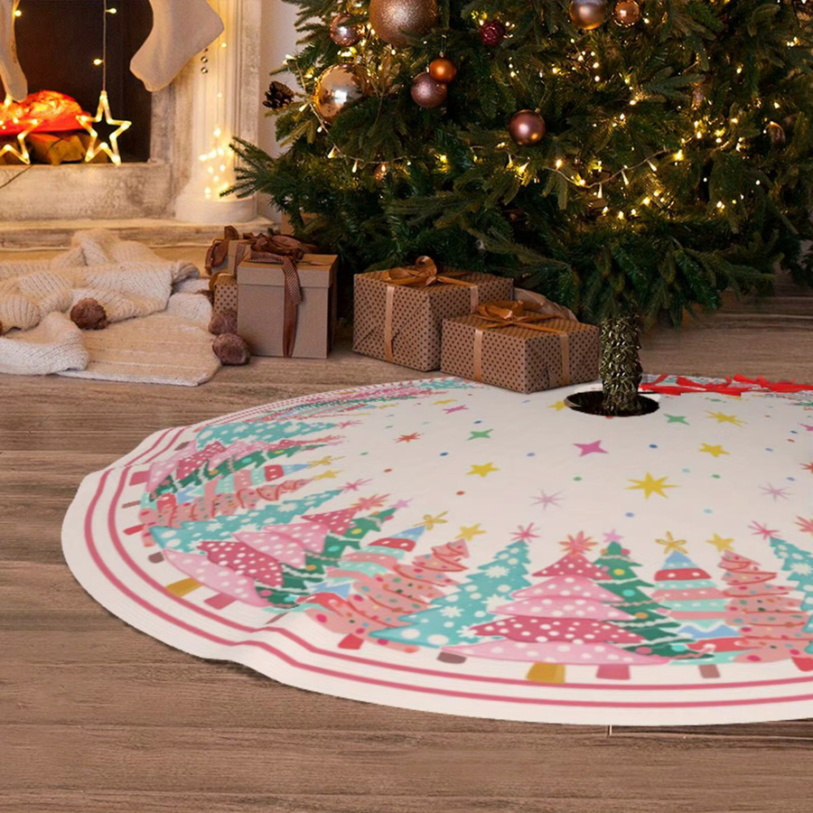 VIKAMA Weihnachtsbaumrock in Rosa als dekorative Basisabdeckung für deinen Weihnachtsbaum - Bild 4