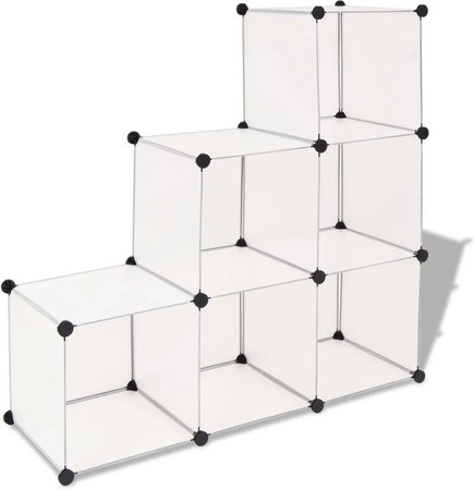 vidaXL Würfel-Regal mit 6 Fächern in Weiß, freistehendes Regalsystem aus verchromtem Stahldraht und Polypropylen, H x B x T: 110 x 110 x 37 cm