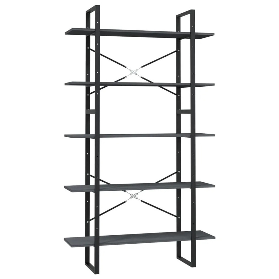 vidaXL Bücherregal im Industrial Design aus Kiefernholz und Metall, Grau, B/T/H: 100 x 30 x 175 cm - Bild 2