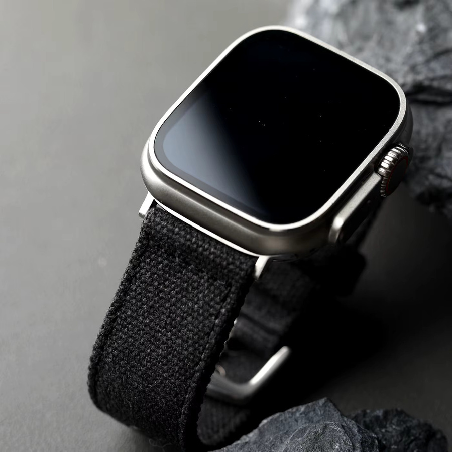 Raystray Uhrenarmband Canvas, Schwarz, Herren, kompatibel mit Apple Watch - Bild 1