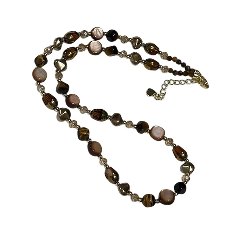 Velishy Choker-Halskette, Naturstein, Tigerauge, braun, Perle, Damen - Bild 4