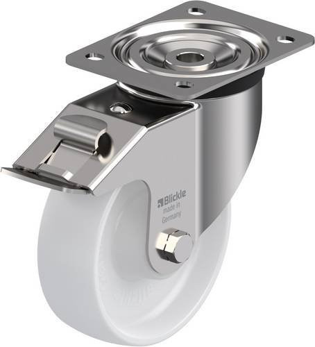 Blickle Lenkrolle LX-PO 150XR-FI mit Feststeller, Farbe Weiß, Material Edelstahl, Rad-Durchmesser: 150 mm, Tragfähigkeit: 400 kg - Bild 1
