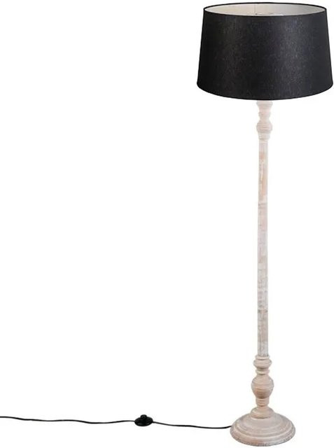 QAZQA Classico Landhaus Stehlampe Beige mit dimmbarem Leinenschirm und E27 Fassung - Bild 1