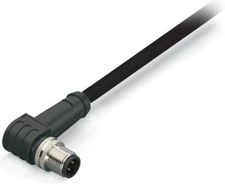 WAGO Sensor-Aktor-Steckverbinder 756-5312/050-100, M12 Stecker gewinkelt, 5-polig, Schwarz, Länge: 10,00 m - Bild 1