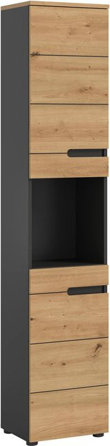 Hochschrank Canu von xonox.home in Basalt Eiche Artisan Nachbildung, modern und matt, B/H/T: 38 x 193 x 34 cm - Bild 1