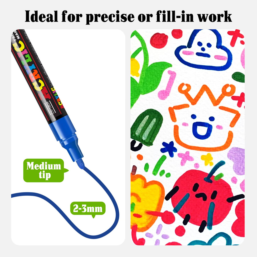 Farbiges Acryl-Marker-Set mit mittlerer Spitze 2-3mm für Steinmalerei und Dekorationen in Multicolour - Bild 3