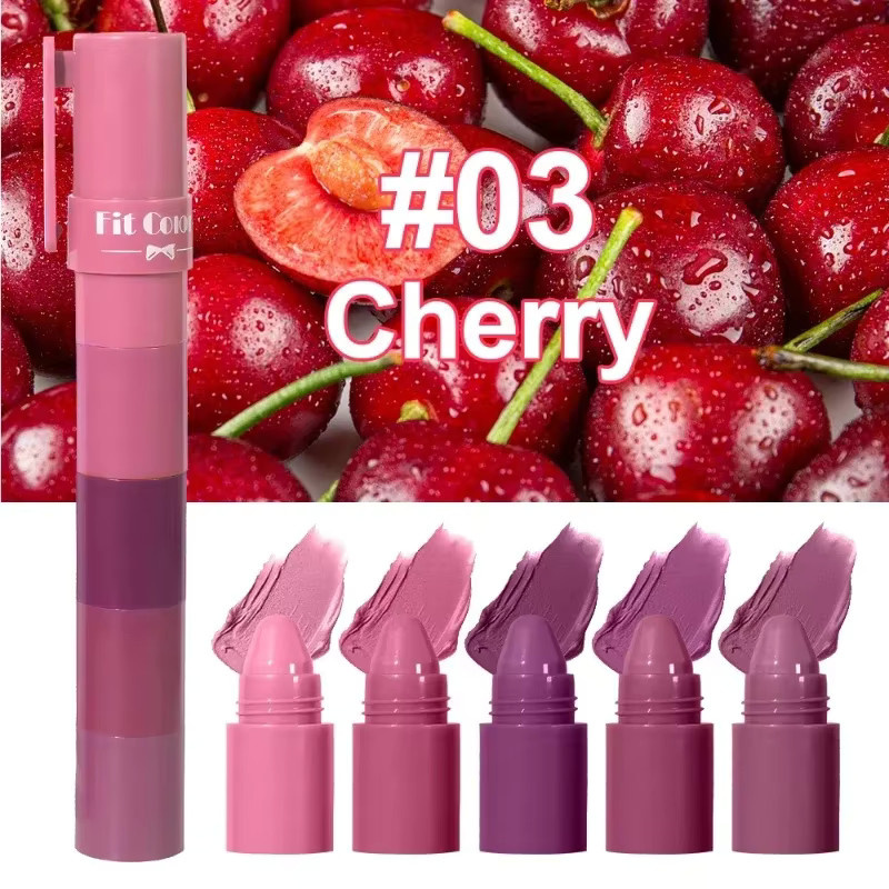 Matte Velvet Lipstick Crayon Kit, Pink Red, Mehrfarbiger Lippenstift - Bild 3