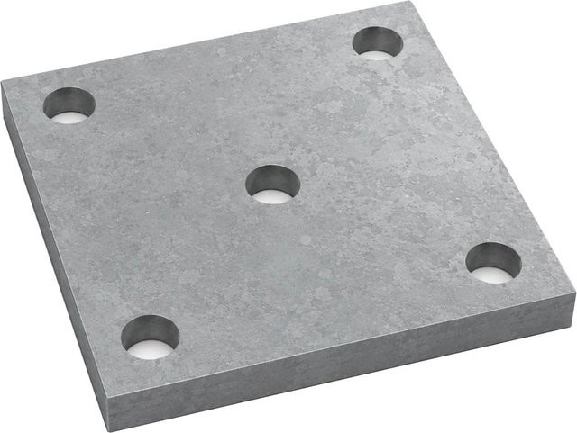 SO-TECH Anschweißplatte aus Stahl Q235 Schwarz Unbehandelt B/B/H: 80 x 80 x 8 mm mit 5 Befestigungslöchern Ø11 mm - Bild 1