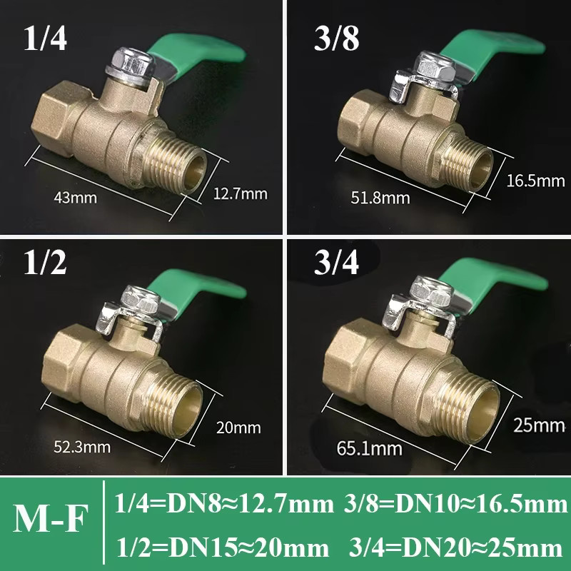 Messing-Kugelhahn mit Innen- und Außengewinde als Kupferrohrverbinder und Adapter in Gold-Optik - Bild 2