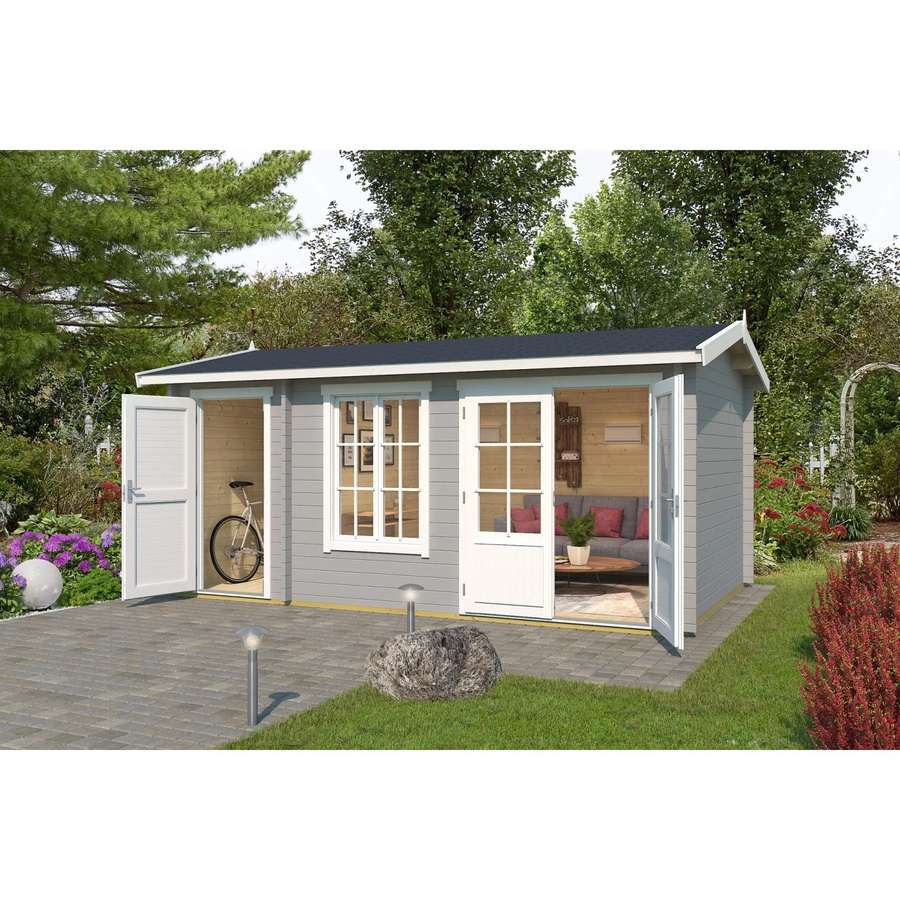 Holz-Gartenhaus Lasita Wrexham mit Satteldach in Lichtgrau, B/H/T: 525 x 250,8 x 350,8 cm - Bild 2